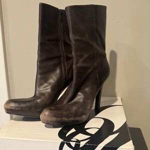 Nine West Dark Brown Heeled Boots